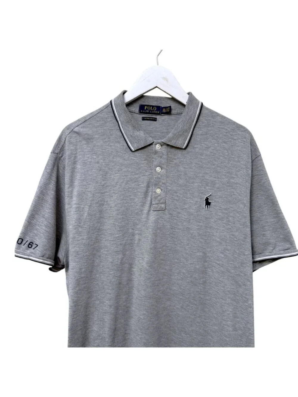 POLO Ralph Lauren Mens XXL Gray Polo Shirt Cotton 67 Graphic Pony Logo